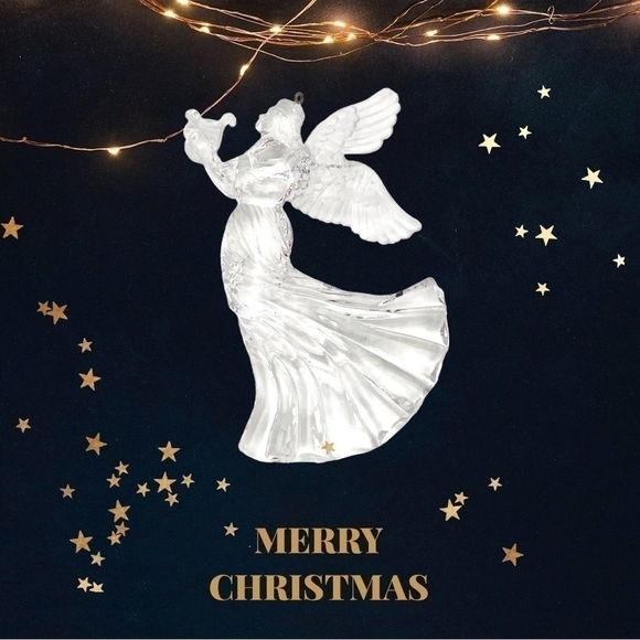 Vintage Ornament Acrylic Angel Figurine Angel Playing The Harp Xmas Ornament - Picture 1 of 4